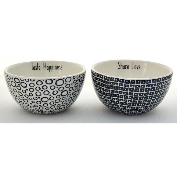BOWLS-SOUP/CEREAL/NOODLES-Black White-Inspirational Messages-Abstract-Set of 2 - Picture 7 of 12